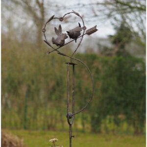 Mobile jardin balancier métal Isidore – Cœur couple oiseaux
