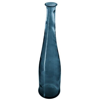 Vase bouteille verre recyclé Miori Bleu H80