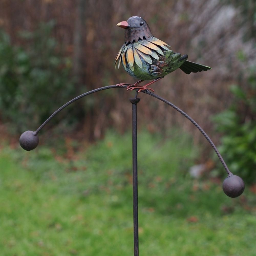 Mobile de jardin métal à planter Oiseau Cachou