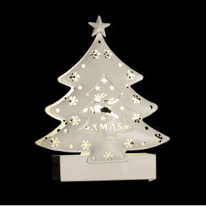 Déco Noël Sapin LED métal Blanc Jetafe