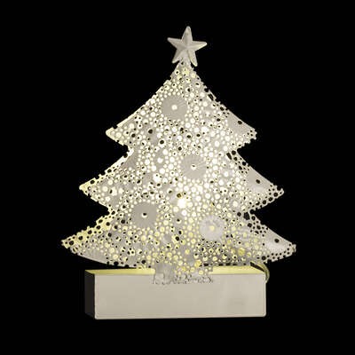 Déco Noël Sapin LED métal Blanc Nataro