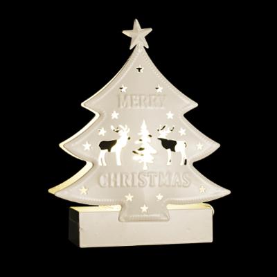 Déco Noël Sapin LED métal Blanc Noslada