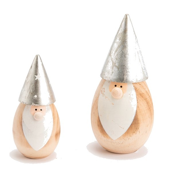 Décoration Noël Pilas Gnome Bois Argent