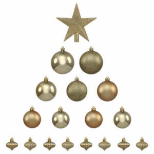Kit sapin Noël 18 pièces Towe OR Boules et Cimier