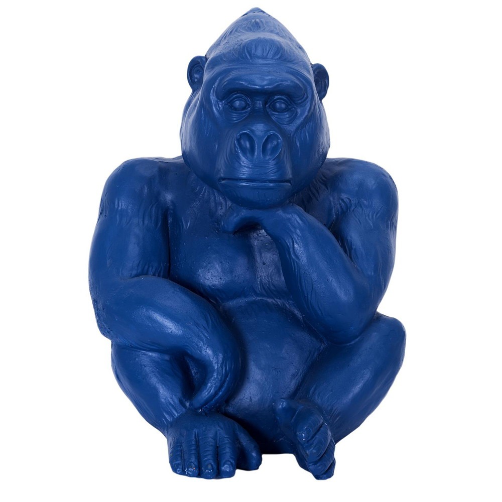 Statue résine Gorille assis Okalo Bleu H54cm