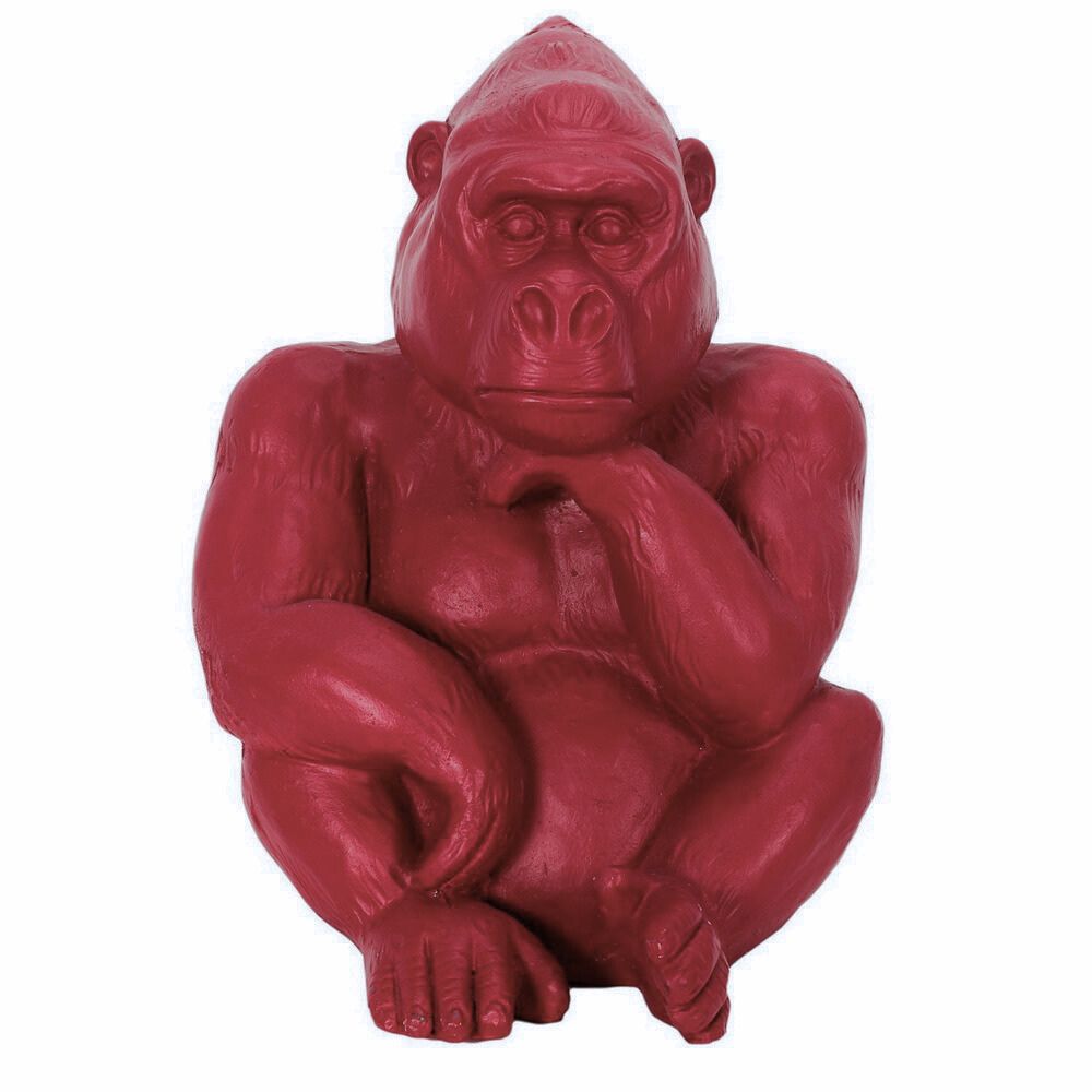 Statue résine Gorille assis Okalo Rouge H54cm