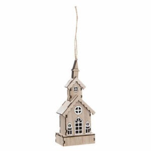 Suspension Noël Eglise Bois Riina Beige
