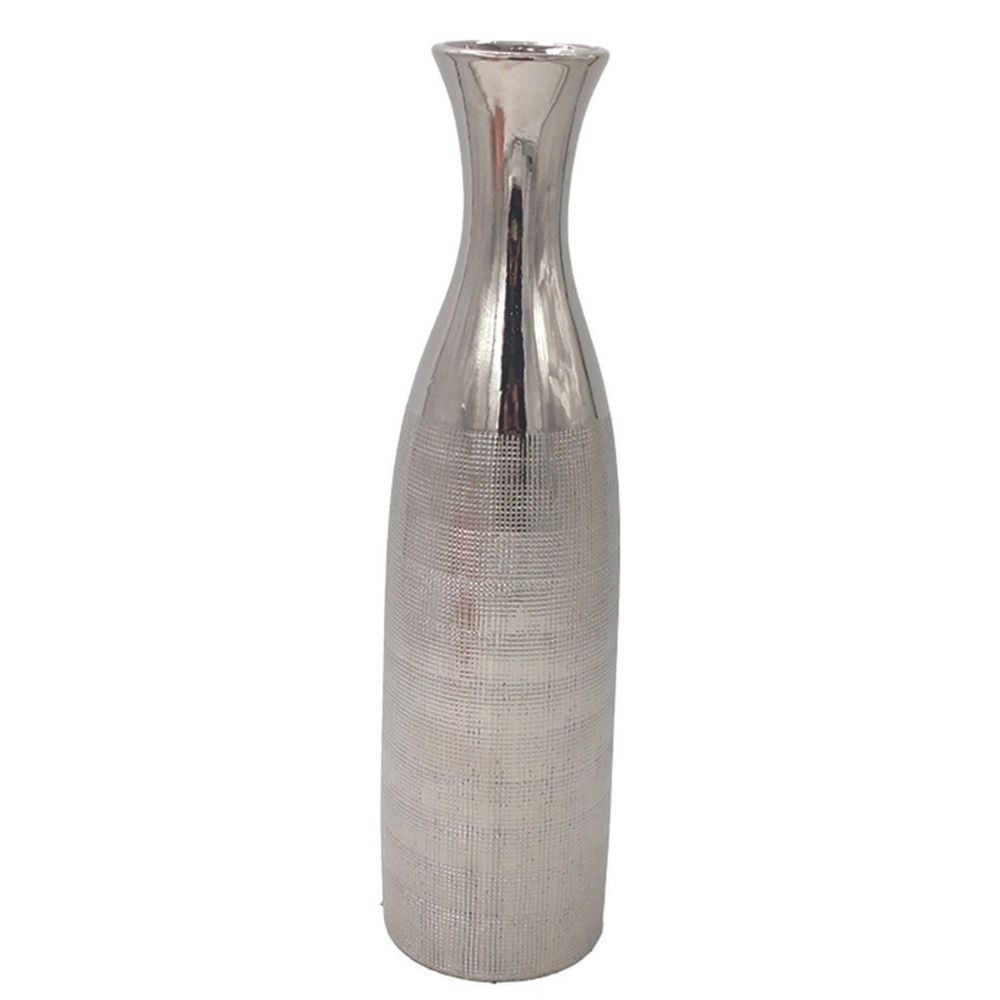 Vase bouteille céramique Camilla Argent H40cm