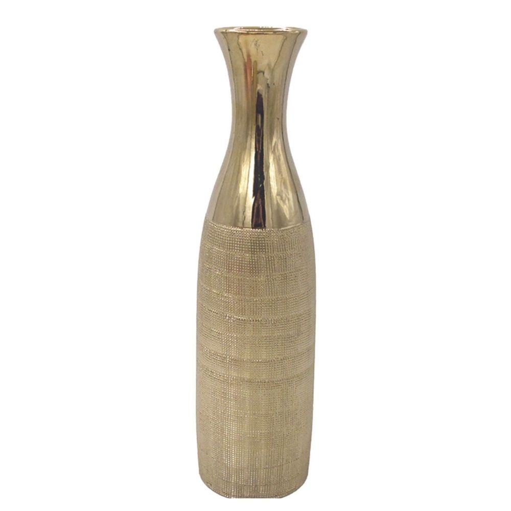 Vase bouteille céramique Camilla doré H40cm