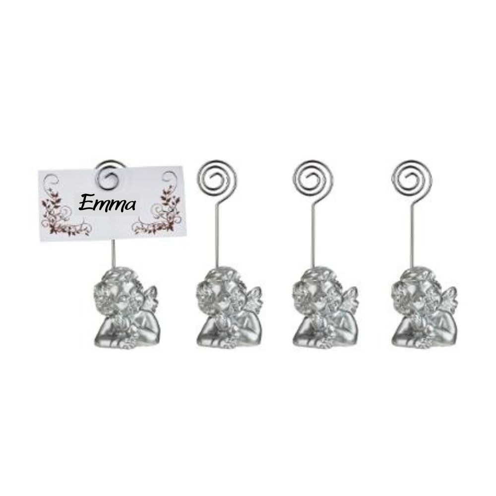 Cavaliers de Table - Porte-Noms Ange Argent x4