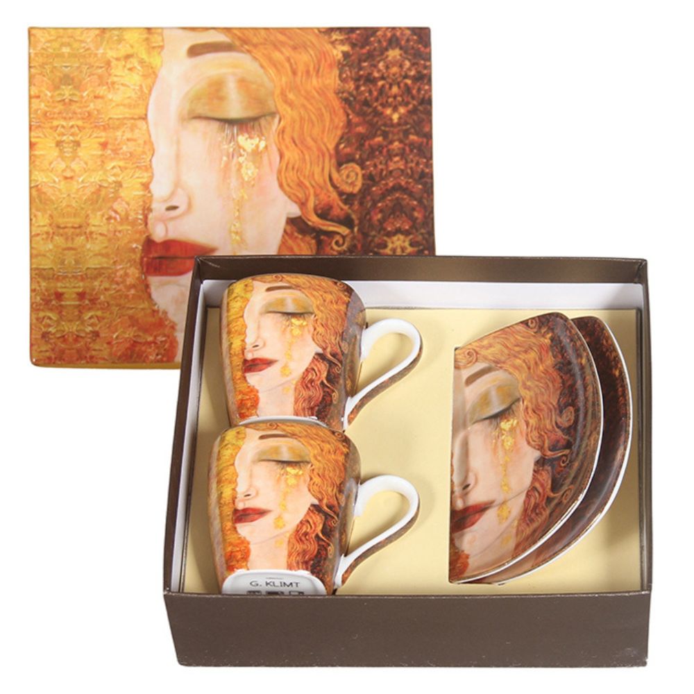 Coffret 2 tasses et soucoupes Larmes d'Or Klimt 130ML