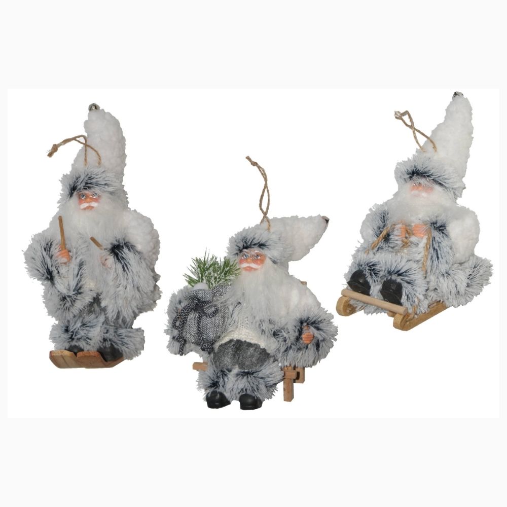 Décoration Père Noël Minken Blanc et Gris