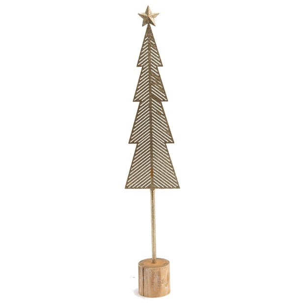 Décoration Sapin métal Or et Bois Cécile