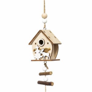 Guirlande Bois Noël Eerik Maison et Cerf Beige 150cm