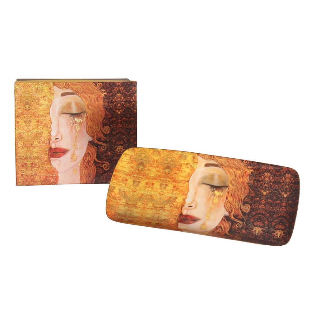 Plat porcelaine Larmes d'Or Klimt 30x13