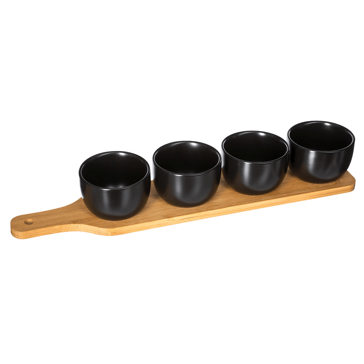 Set Apéritif Moracio 4 bols Noir et plateau bois
