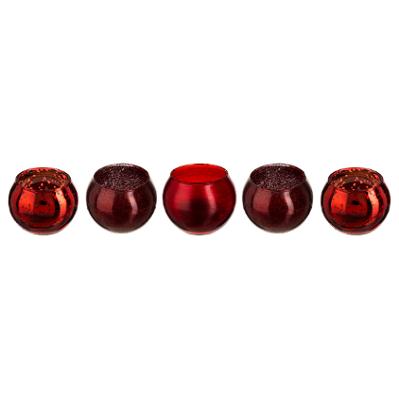 Set de 5 photophores verre Prisca Rouge