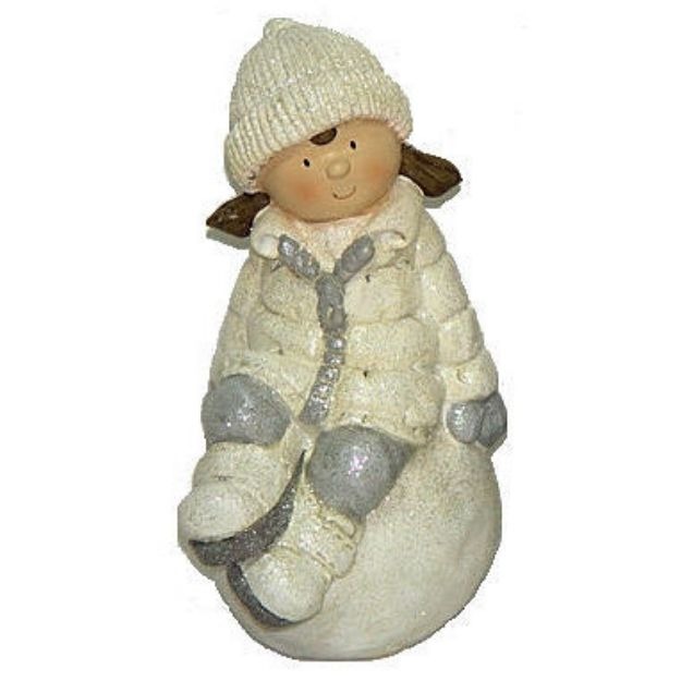 Statue Helny Fille Hiver assis sur boule H27