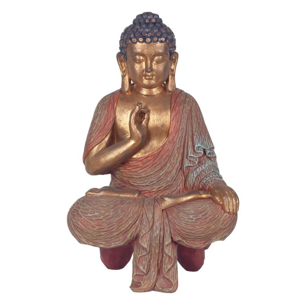 Statue résine Bouddha doré lotus Chengy