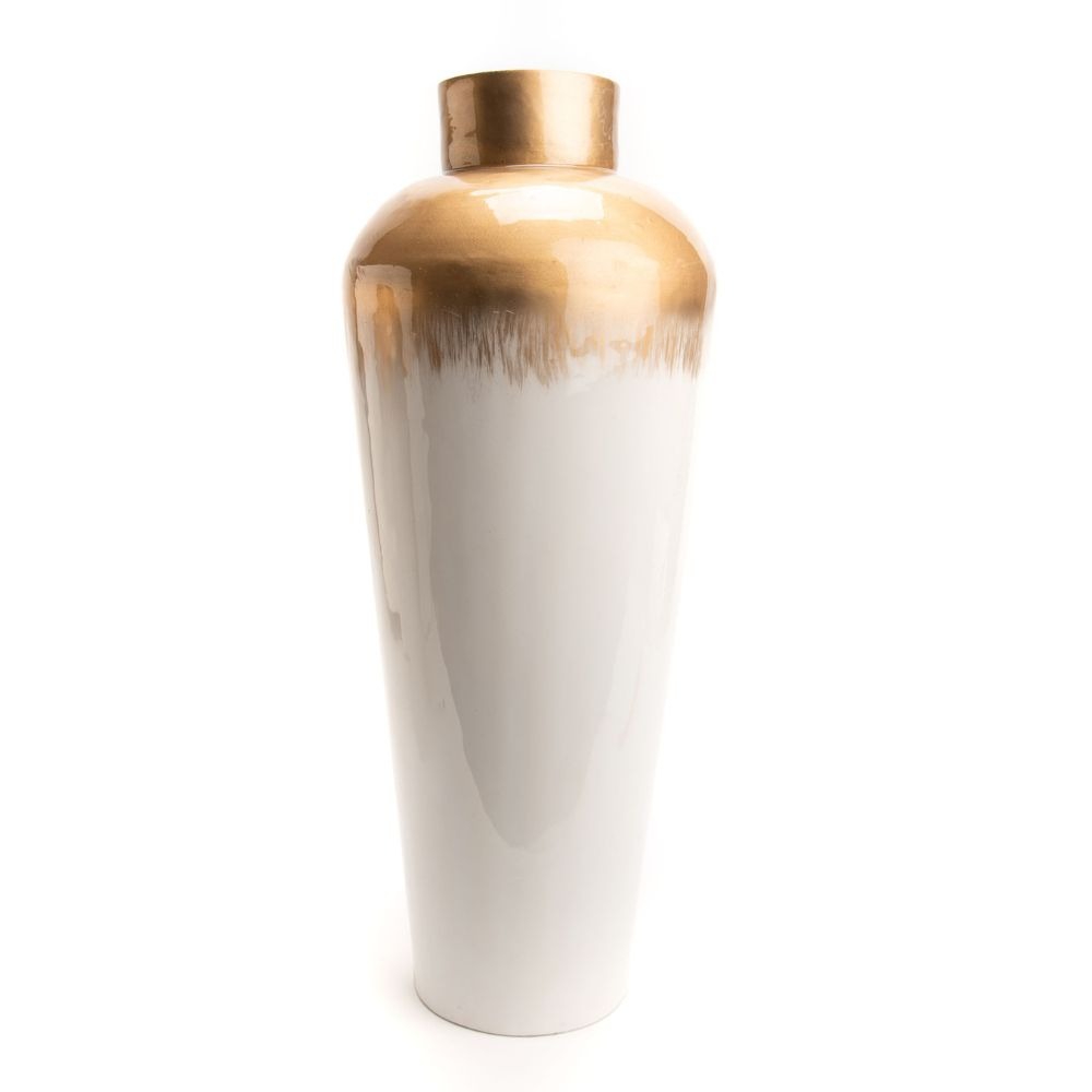Vase métal Artigas Blanc et Or H50