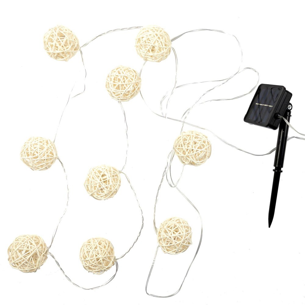 Guirlande Solaire Cobh Boules Rotin 10 LEDS