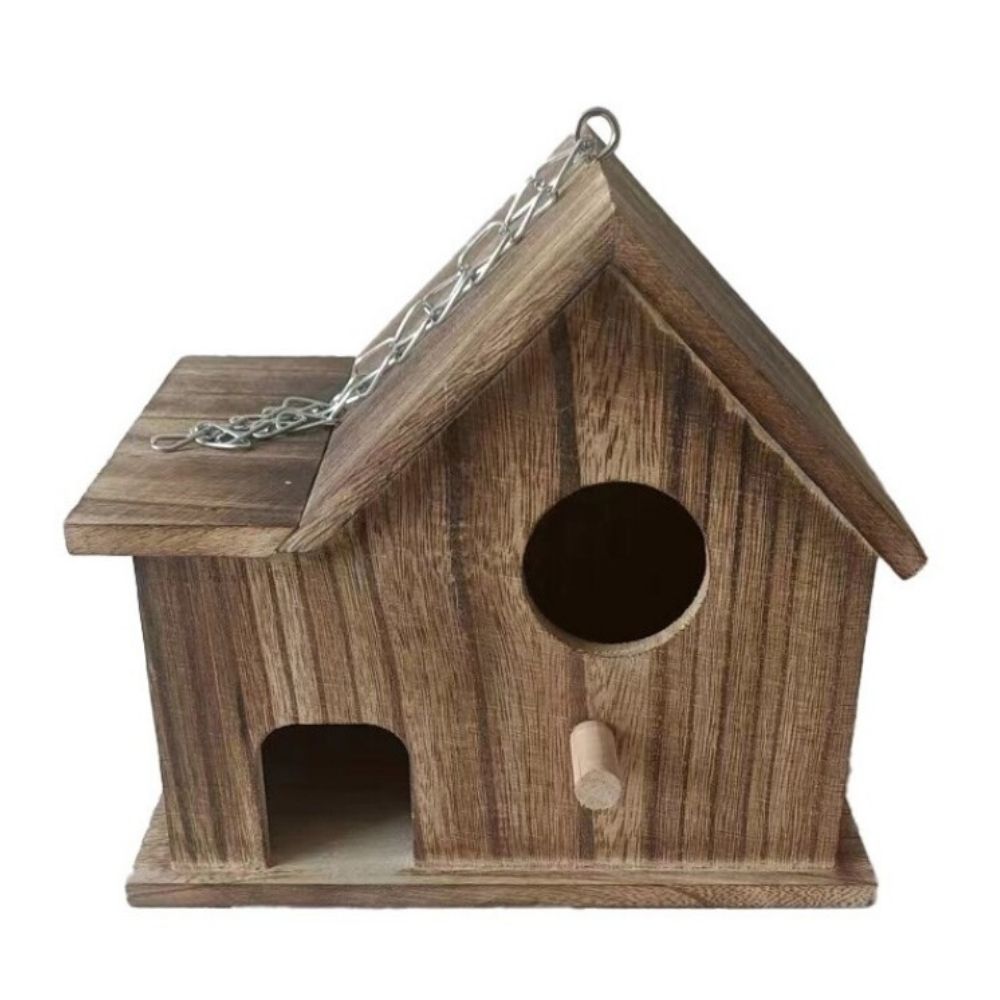 Nichoir oiseaux en bois forme maison Boulik H16cm