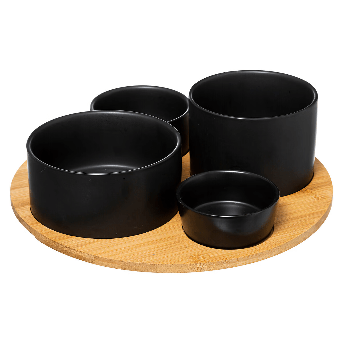Set Apéritif Narota 4 bols Noir et plateau bois
