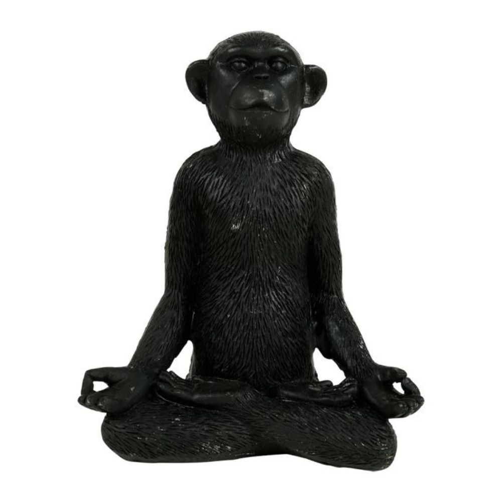 Statue résine Singe noir Yoga Masatepe H21cm