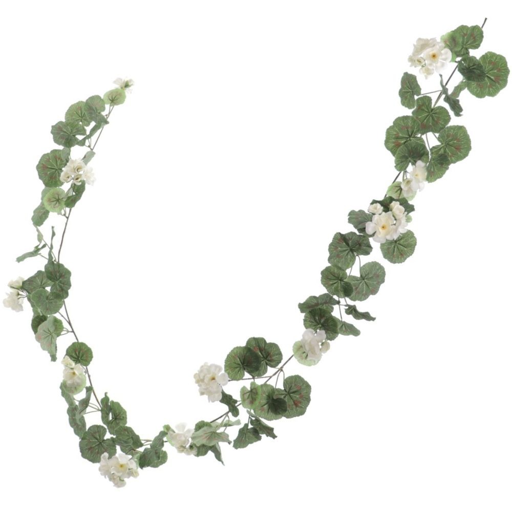 Guirlande Géraniums artificiels Buxus Blancs H180cm