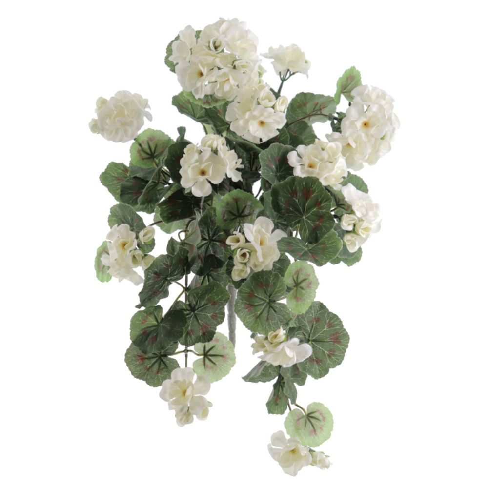 Plante retombante artificielle Géranium Buxus Blanc 47cm