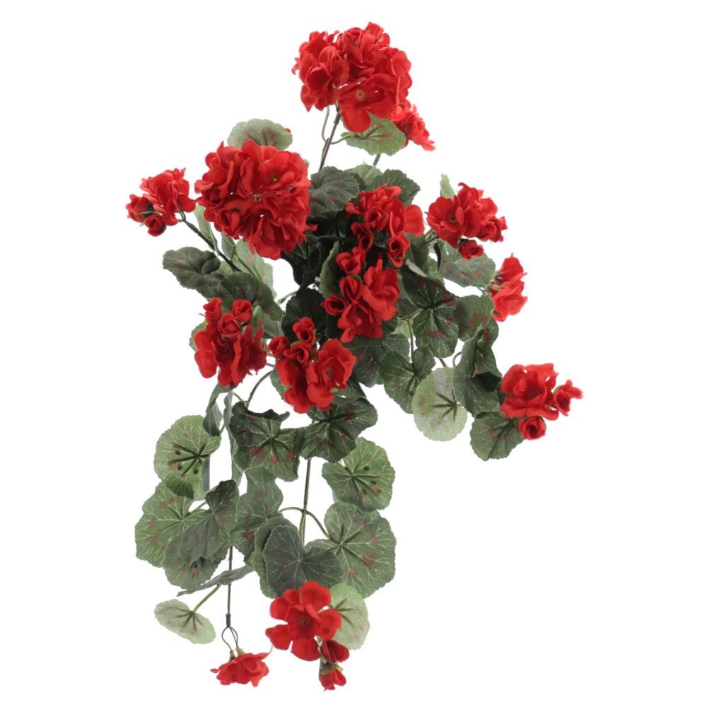 Plante retombante artificielle Géranium Buxus Rouge 47cm