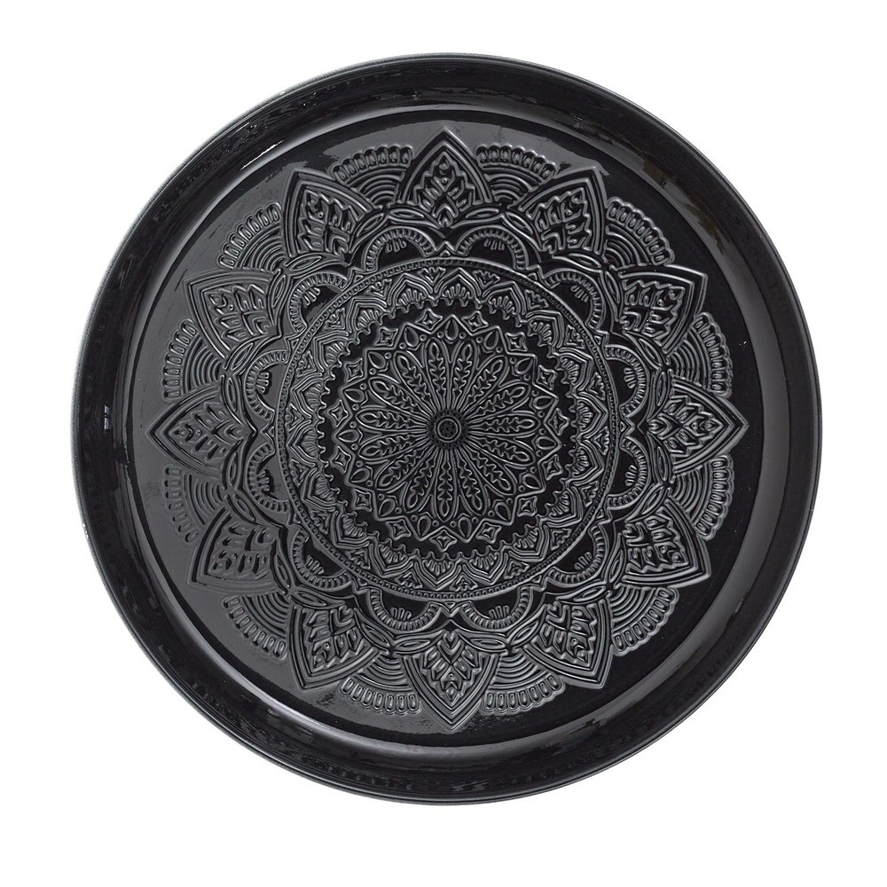 Plateau métal oriental rond Zounane Noir D35cm