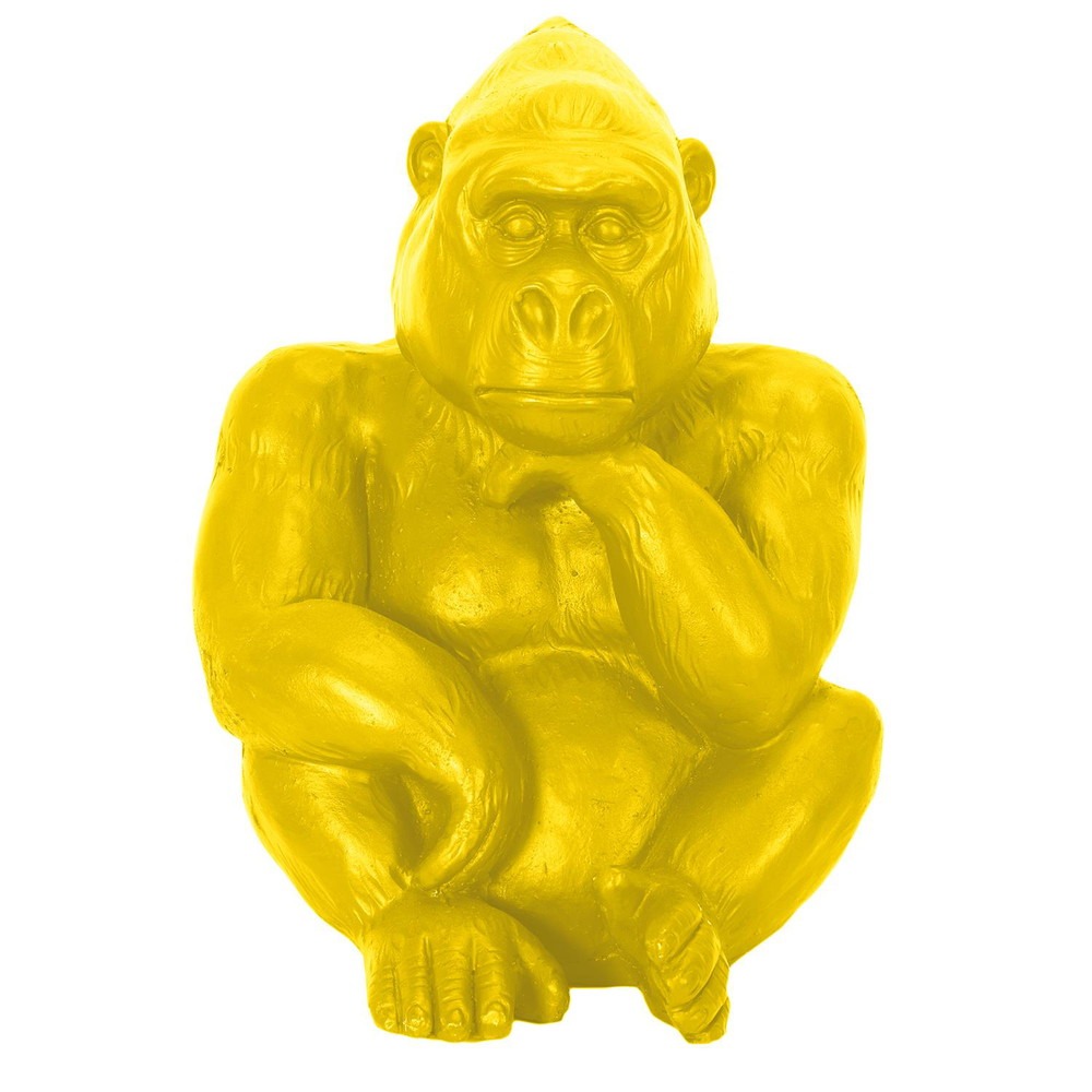 Statue résine Gorille assis Okalo Jaune H54cm