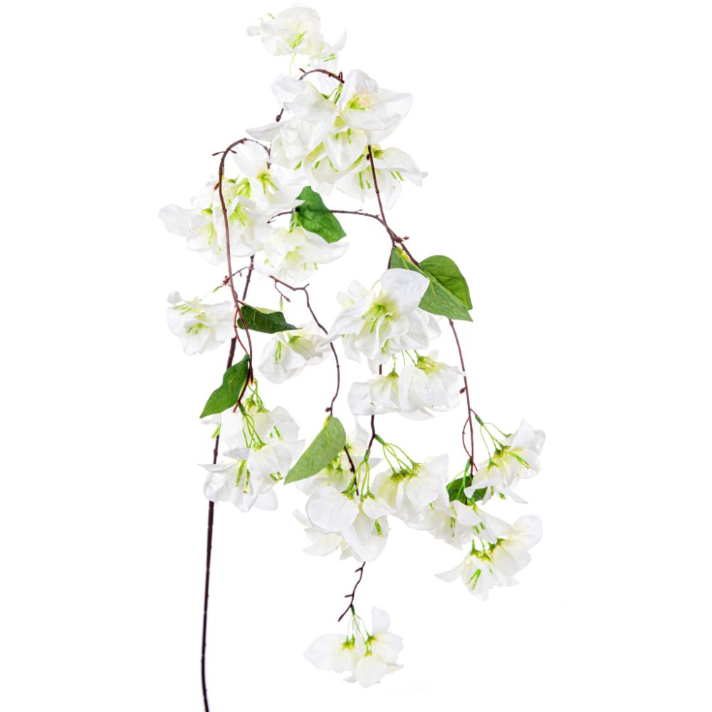 Tige fleurs retombantes artificielles Bougainvillier Klema Blanc H114cm
