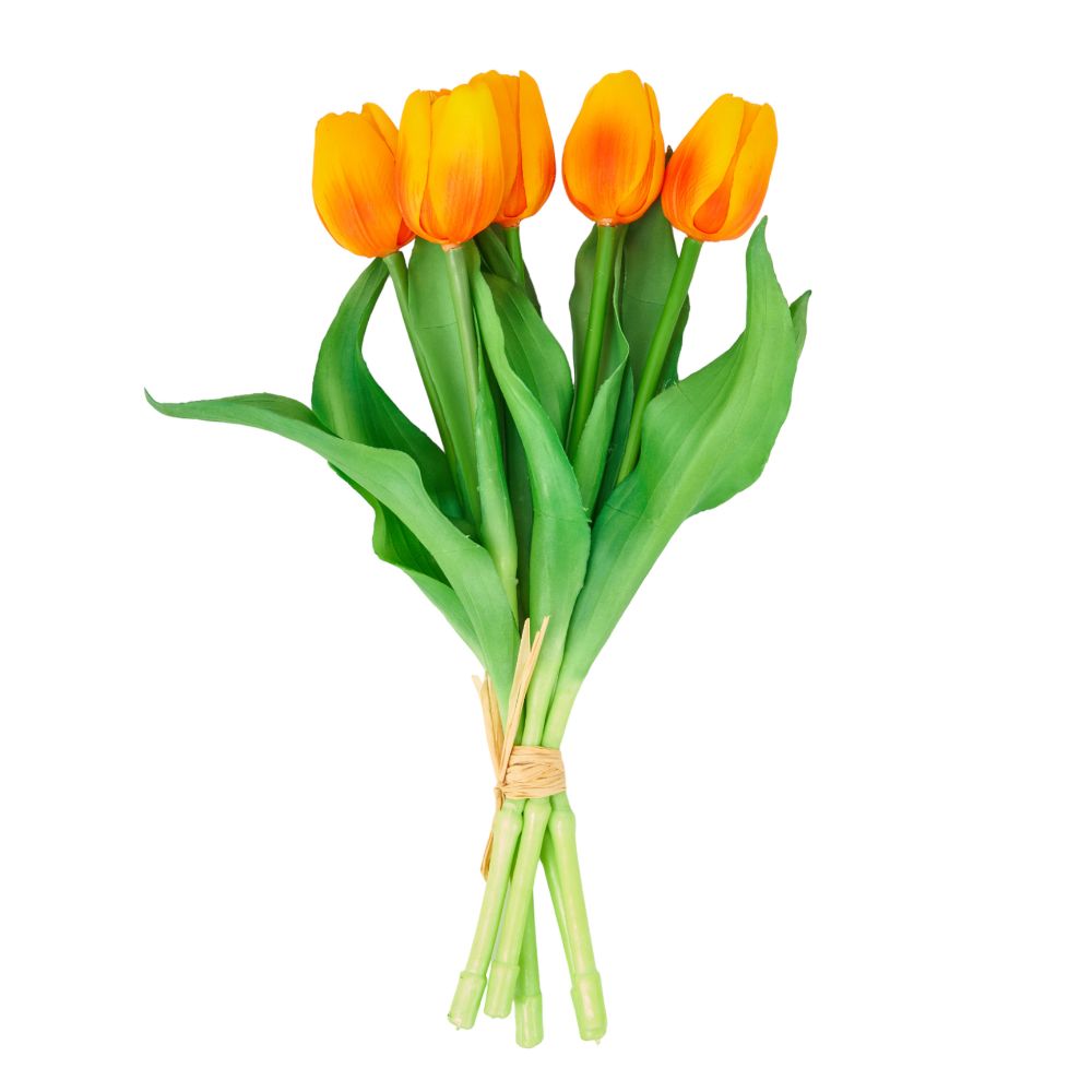 Botte de Tulipes artificielles toucher naturel Amsterdam Orange H35cm