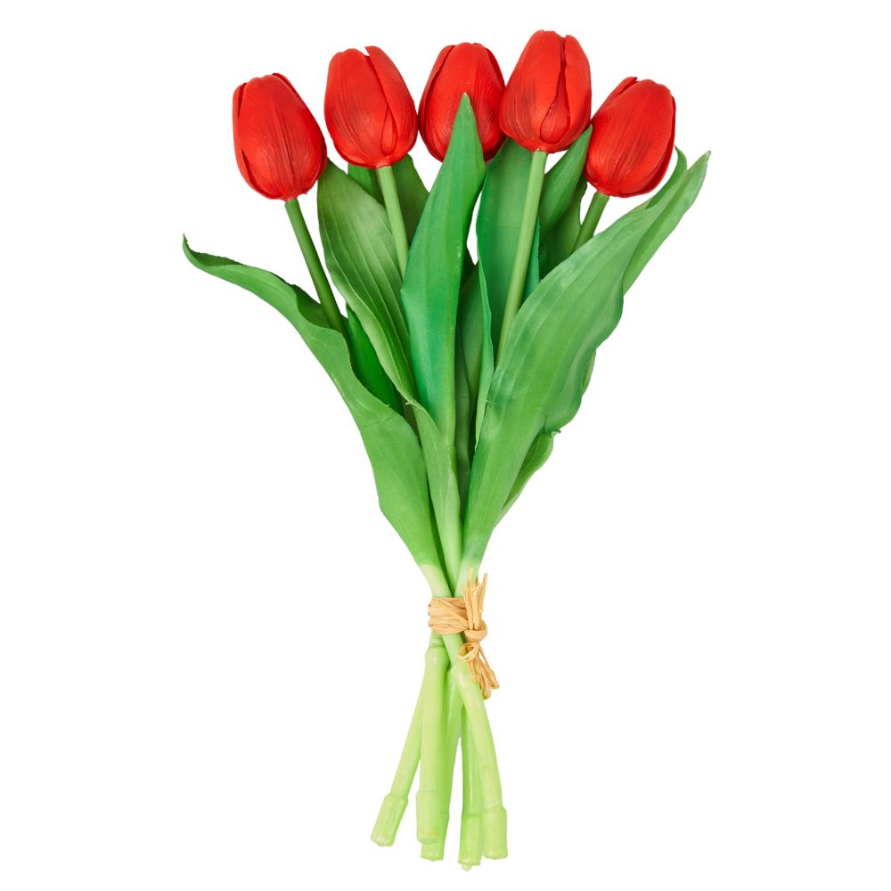 Botte de Tulipes artificielles toucher naturel Amsterdam Rouge H35cm