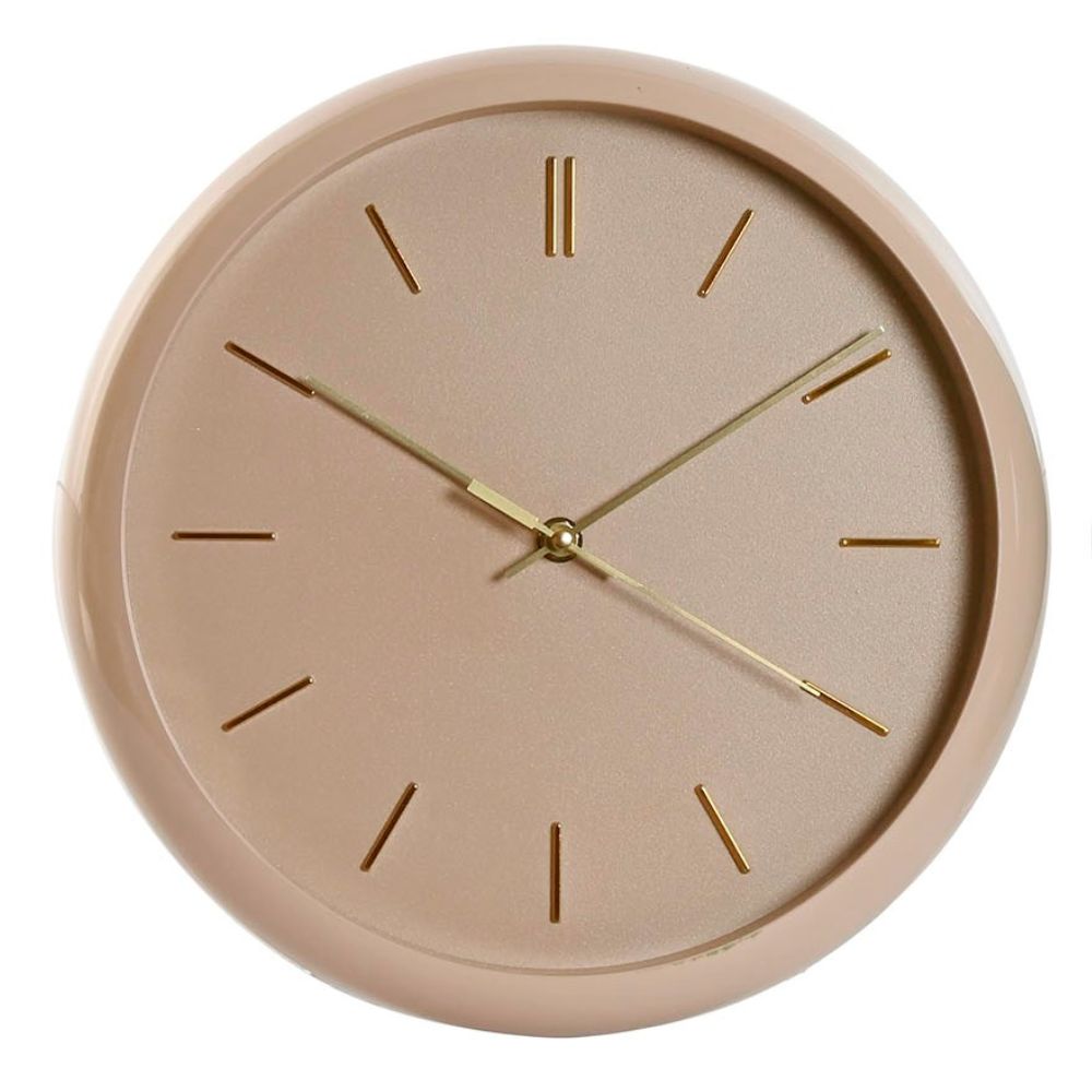 Horloge moderne ronde Candido Rose Poudré et Doré D30cm