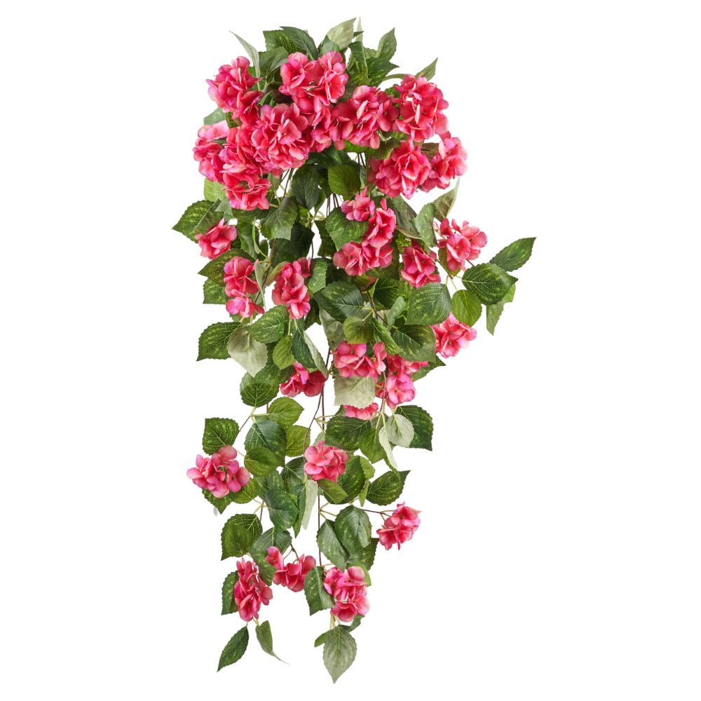 Plante retombante artificielle Hortensia Gabon Rose H100cm
