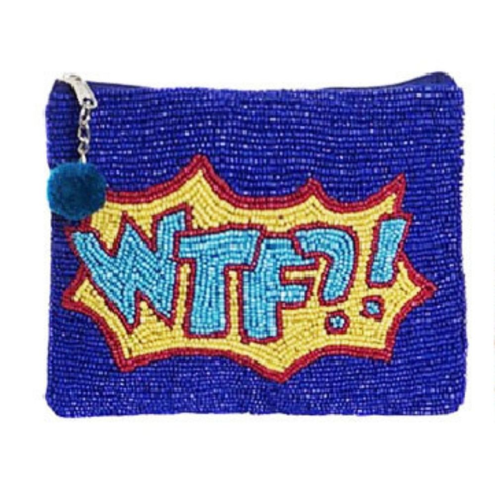 Pochette Pop Art Harting Bleu WTF 18x13cm