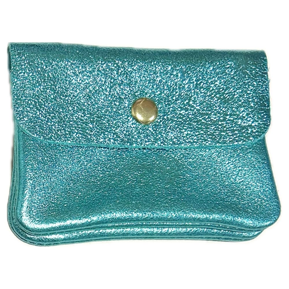 Porte-monnaie CUIR Ajaccio Turquoise brillant