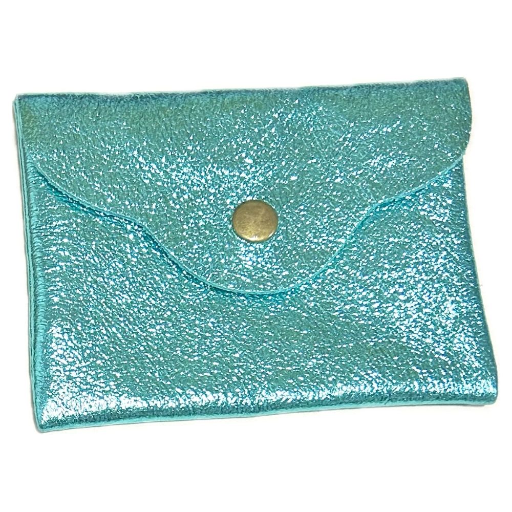 Porte-monnaie CUIR Calvi Turquoise brillant