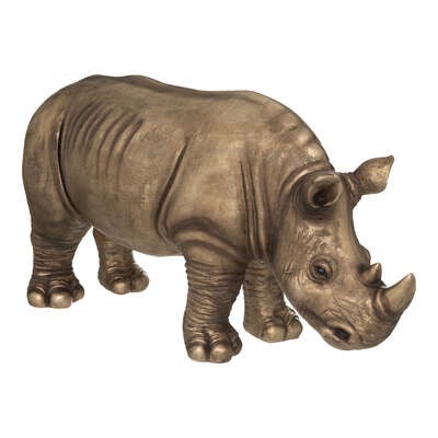 Statue Rhinocéros Doré Brakipane L86cm