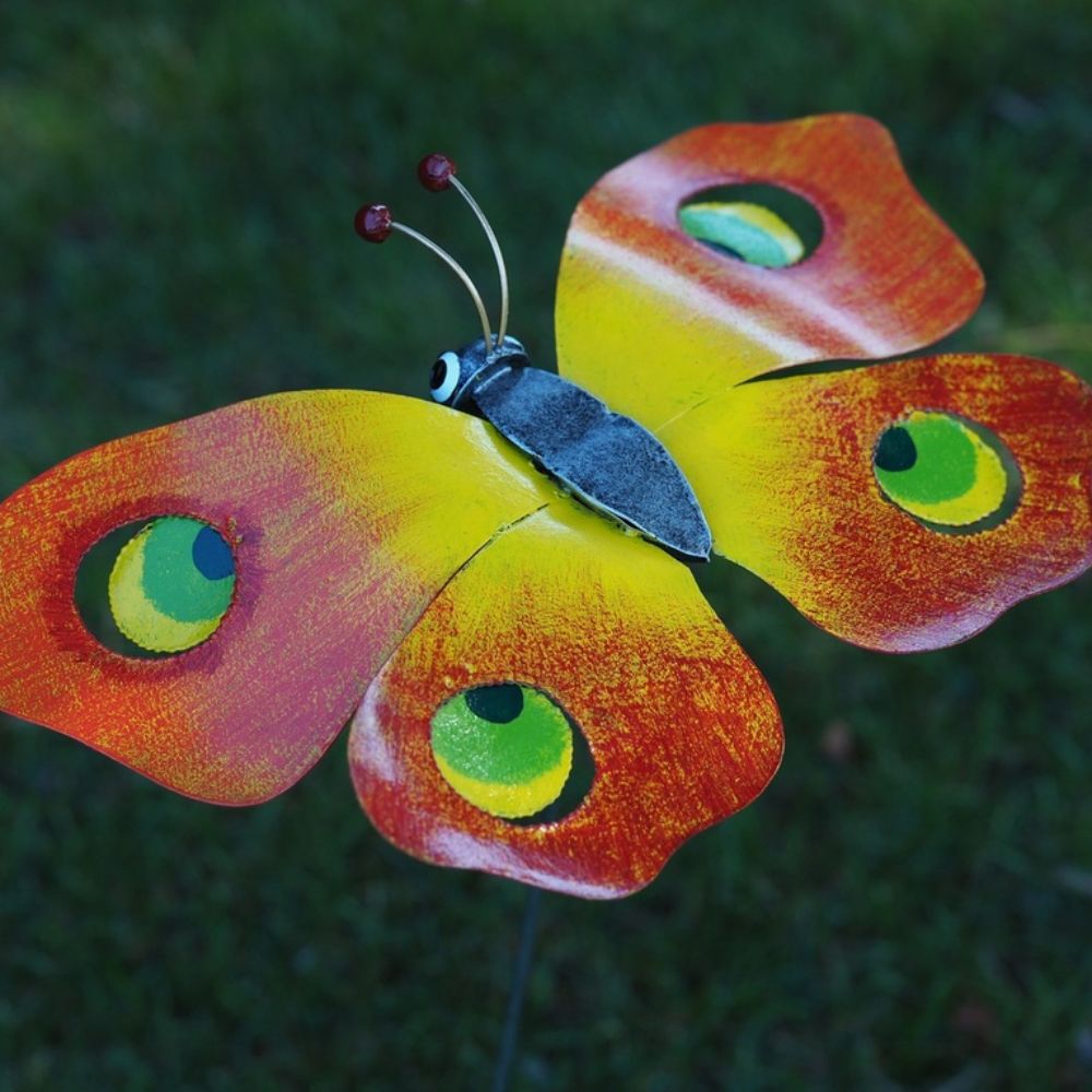 Statue métal Papillon Pearl rouge