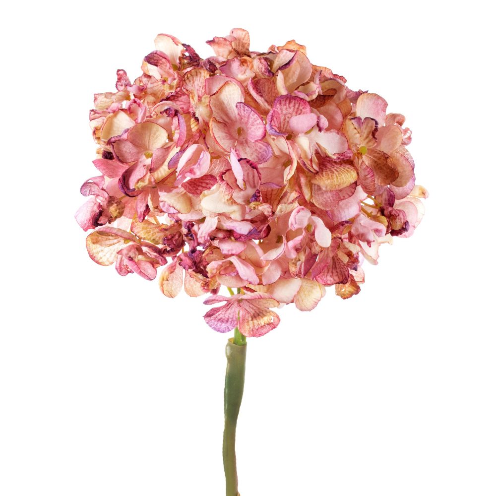 Tige de fleur artificielle Hortensia Livia MM Rose H58cm