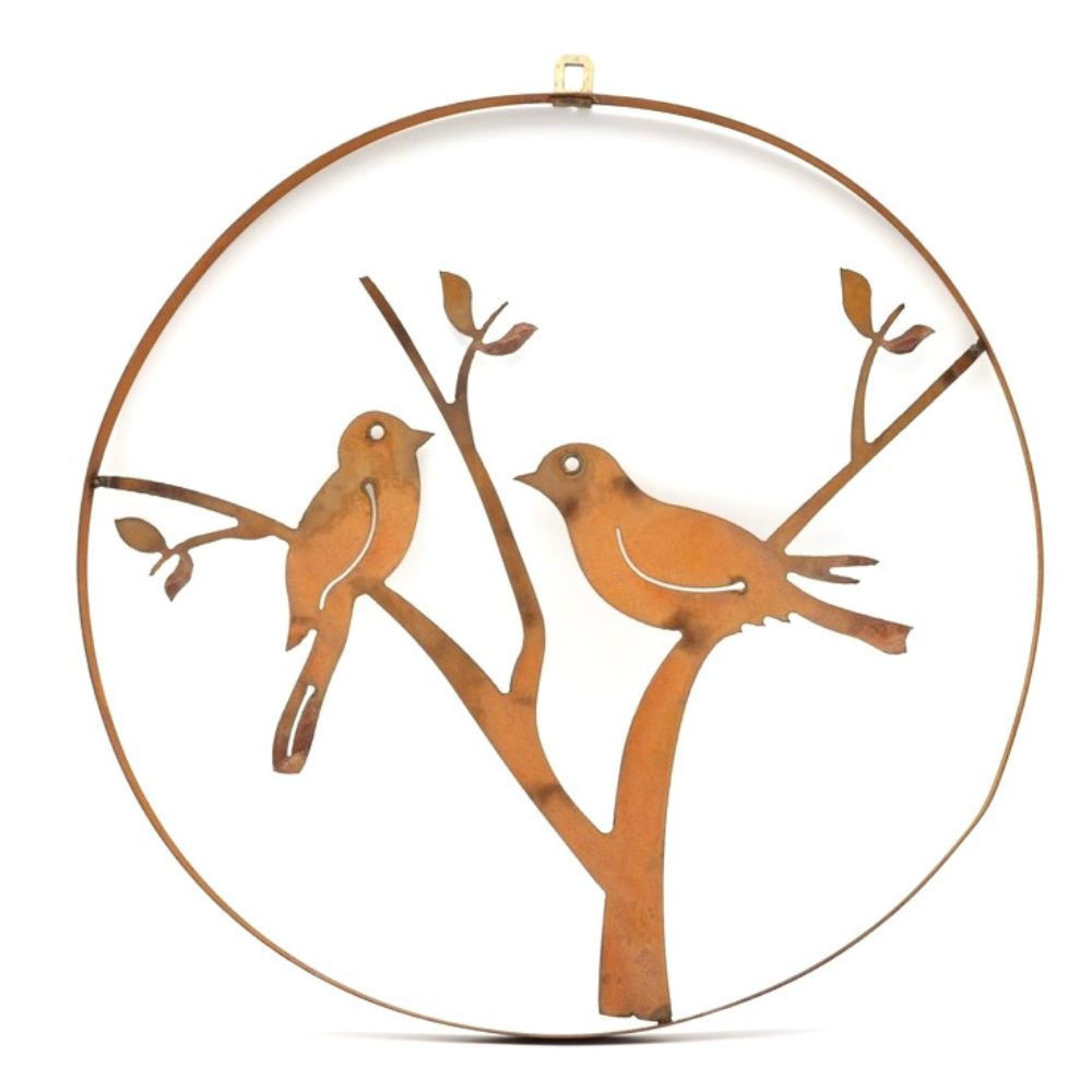 Décoration murale ronde Oiseaux Diabily Rouille 36cm