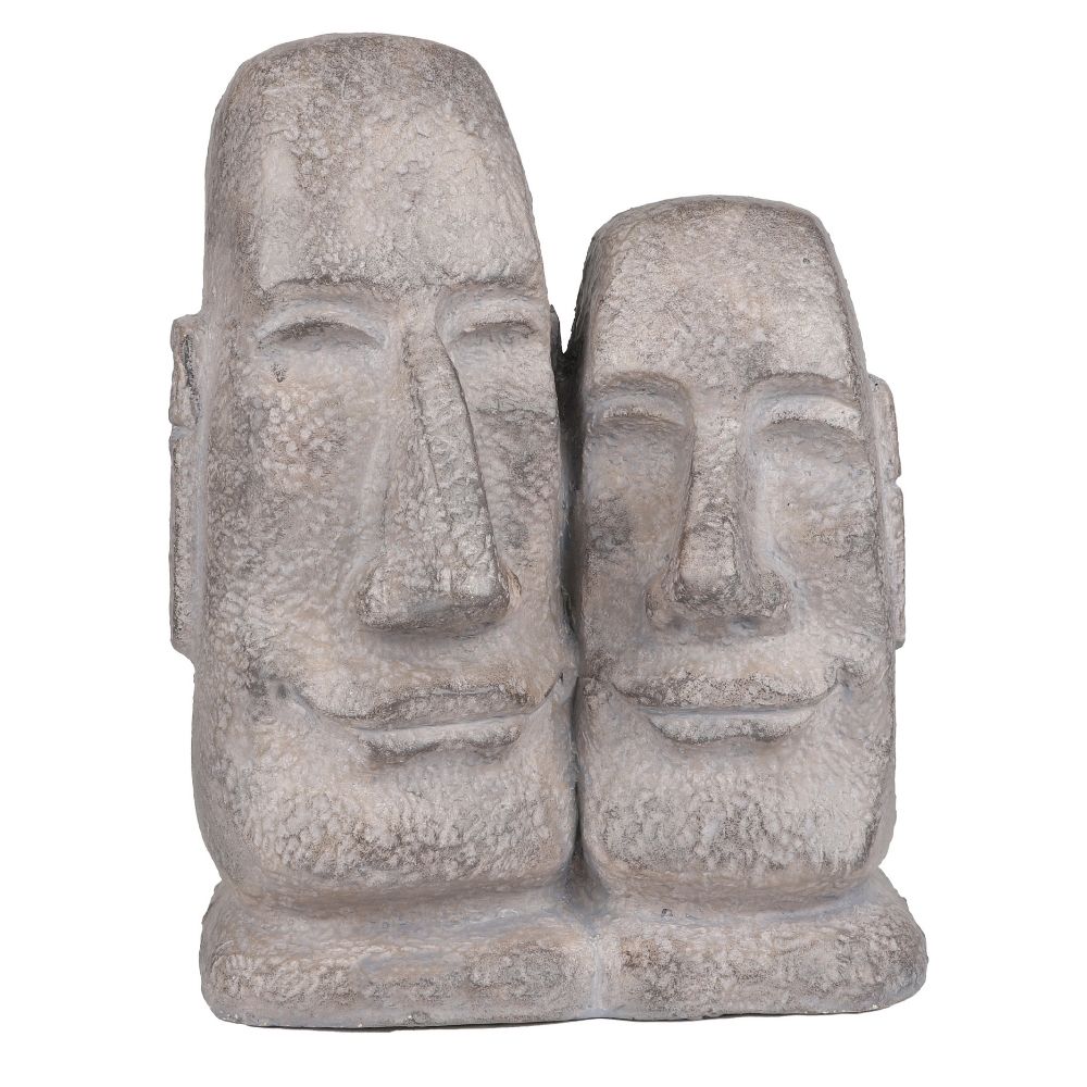 Statue magnésie duo MOAI Ile de Pâques H51cm