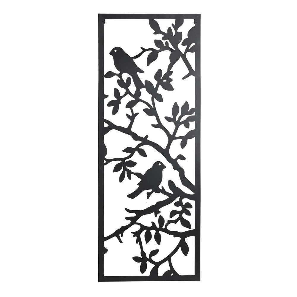 Tableau métal noir Oiseaux Pizanite 90x35cm