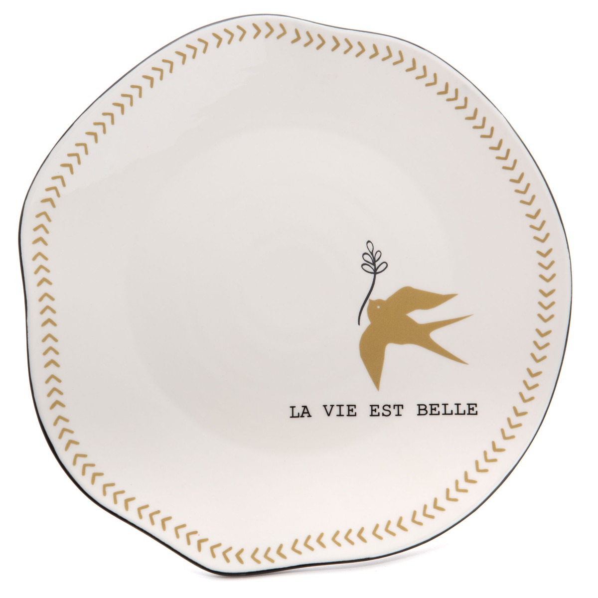 Assiette de présentation en grès La Vie est Belle 32cm