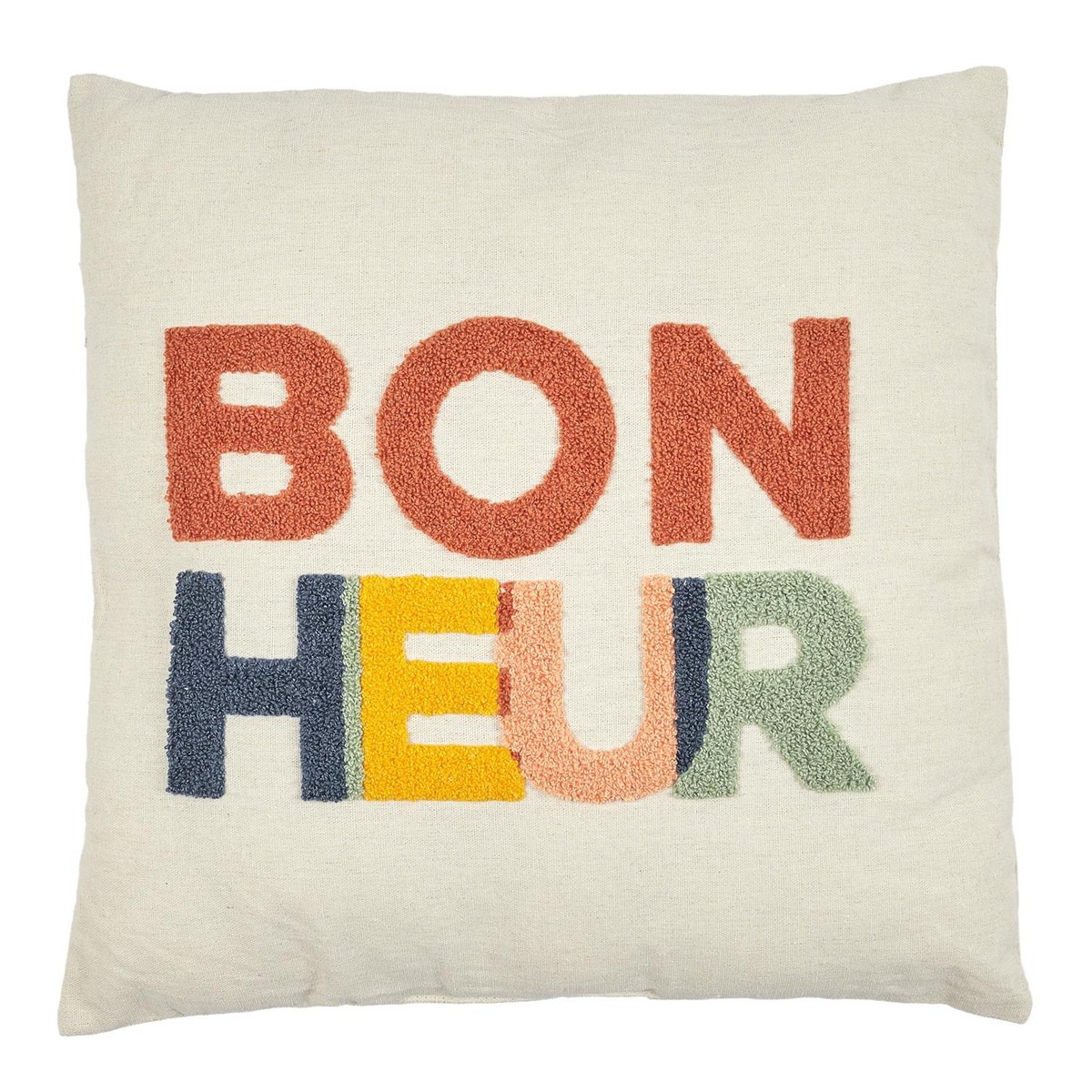 Coussin bouclette Zalta Bonheur 40x40cm