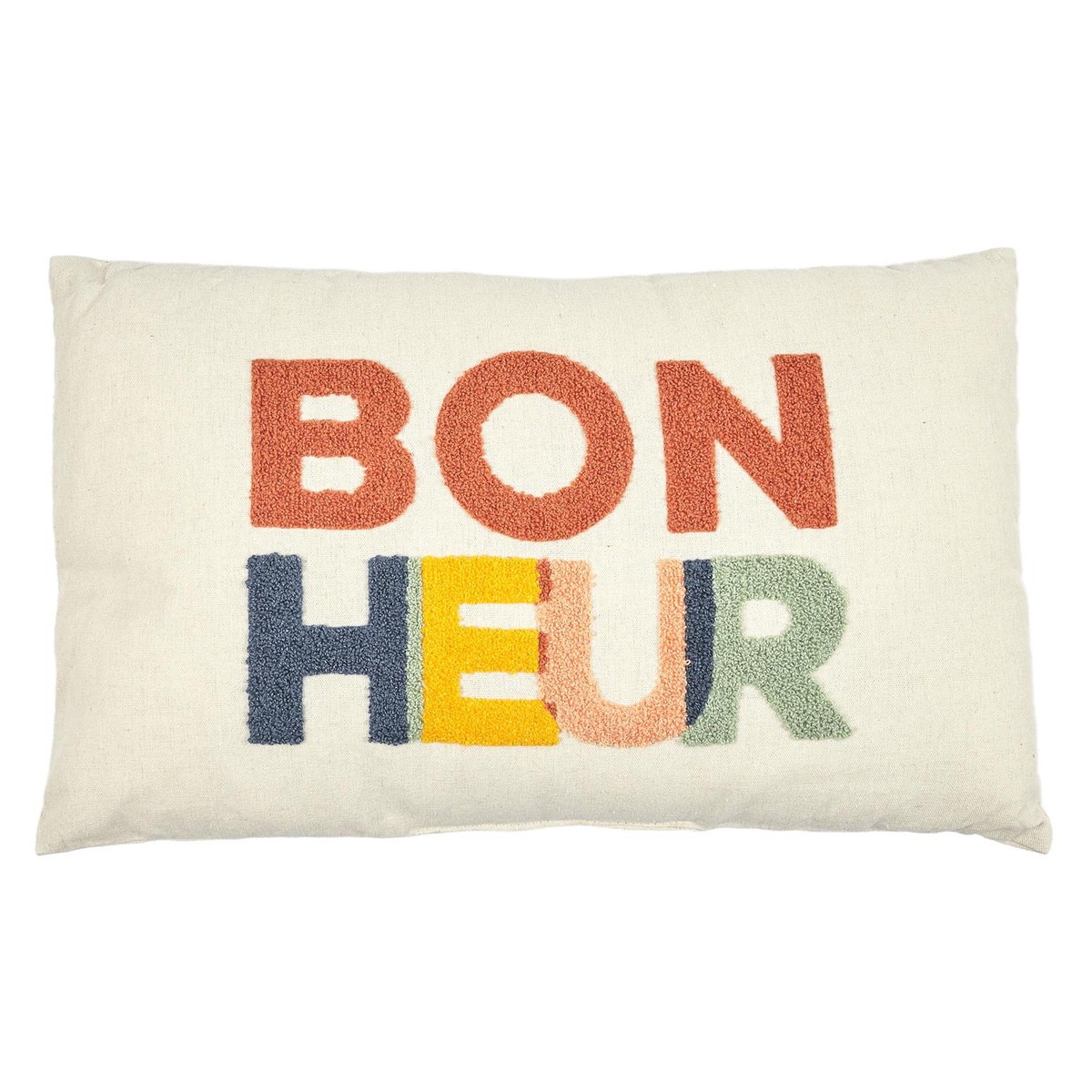 Coussin bouclette Zalta Bonheur 50x30cm